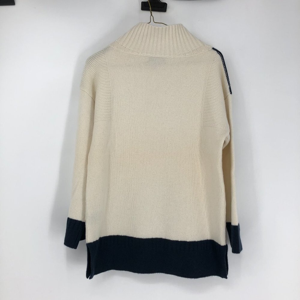 rag & bone White and Navy Funnel Neck Colorblock Sweater - Picture 3 of 16